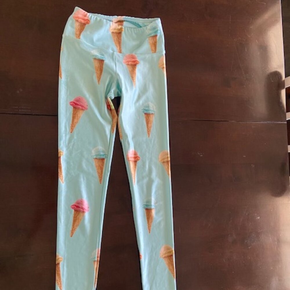 Goldsheep Blue Ice Cream Print Yoga Leggings XS